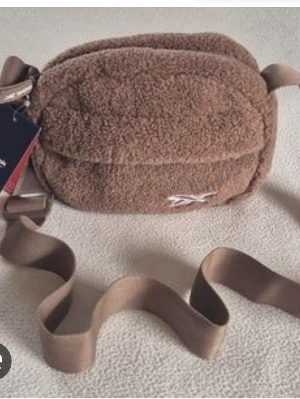 Reebok Tan Sherpa Crossbody Bag with Adjustable Strap